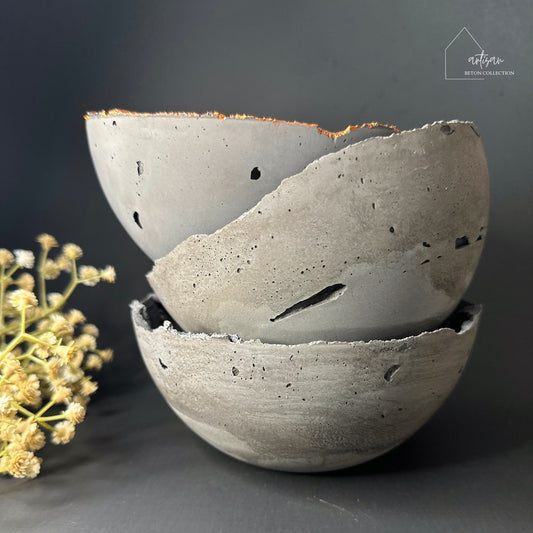 Artisans Lava Stone Diffuser Bowl | Handmade Concrete Bowl with Lava Stone | Wabi Sabi Bowl | Charcoal