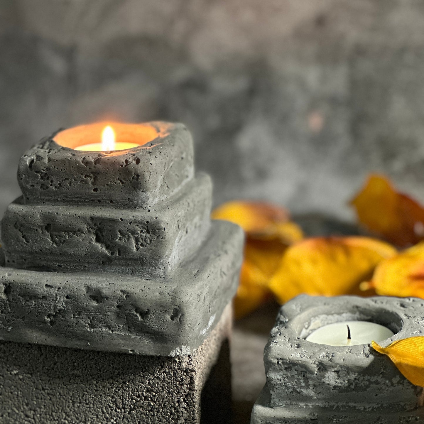 ARIA Tea light Candle Holder Designer Unique Concrete Candle Holder Sustainable  Votive Tea Light Candle Holder Concrete Charcoal