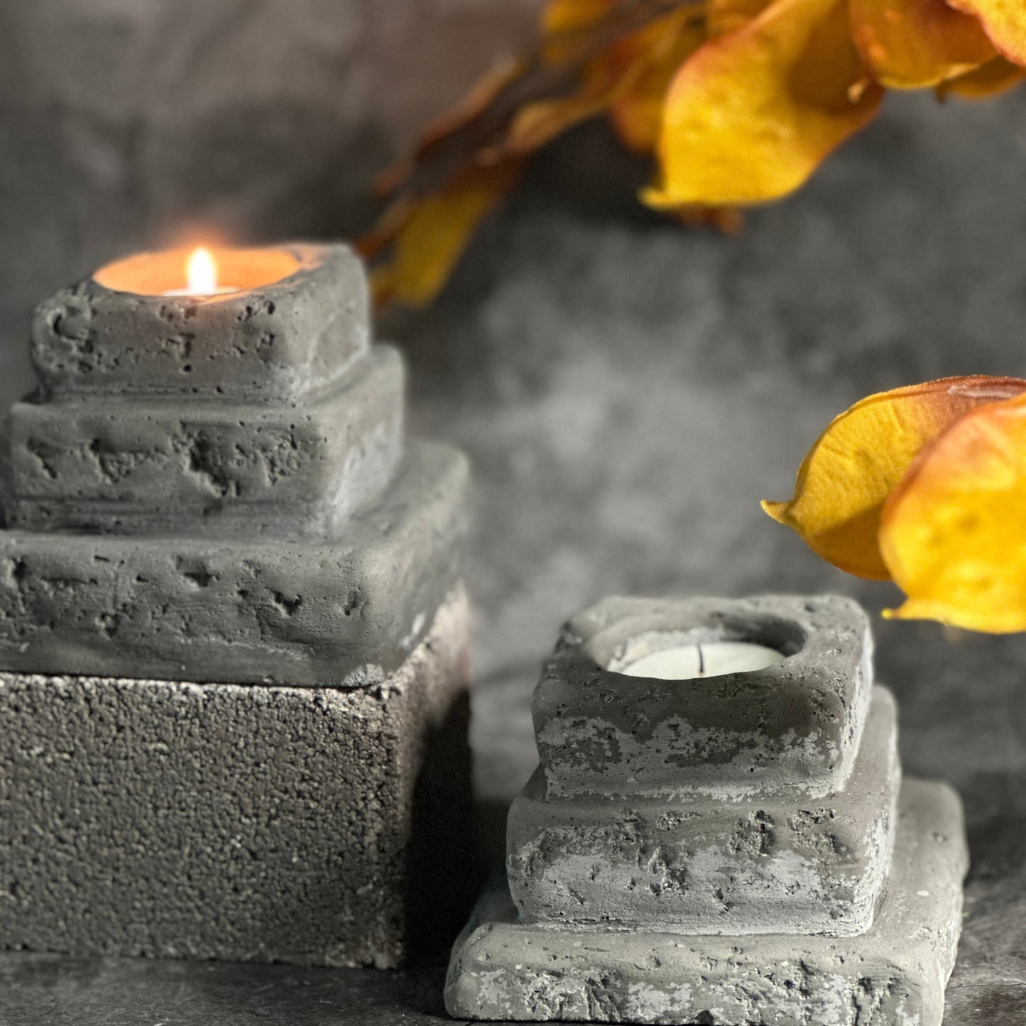 ARIA Tea light Candle Holder Designer Unique Concrete Candle Holder Sustainable  Votive Tea Light Candle Holder Concrete Charcoal