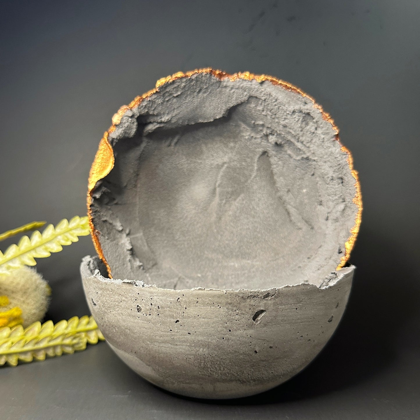 Artisans Lava Stone Diffuser Bowl | Handmade Concrete Bowl with Lava Stone | Wabi Sabi Bowl | Charcoal