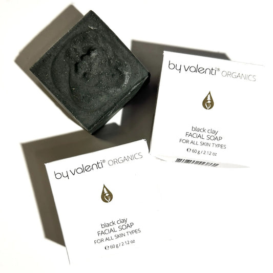 Black Clay Facial Soap with Activated charcoal + Hematite + Aloe vera